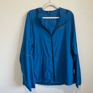 REI Mens XL Nylon Lightweight Vented Full Zip Gorpcore Jacket Blue Hiking Casual